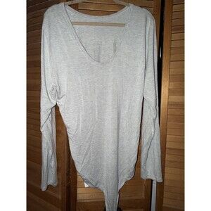 by Anthropologie Lightweight Gray Long Sleeve Scooped Back Bodysuit NWT 2X